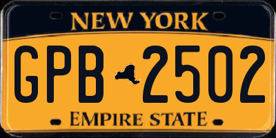 NY license plate GPB2502