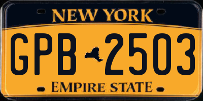 NY license plate GPB2503