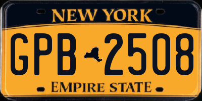 NY license plate GPB2508