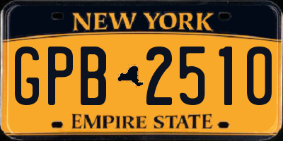 NY license plate GPB2510