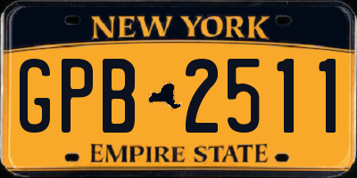 NY license plate GPB2511