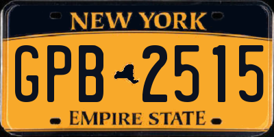 NY license plate GPB2515