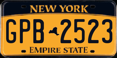 NY license plate GPB2523