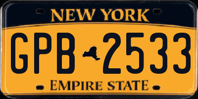 NY license plate GPB2533