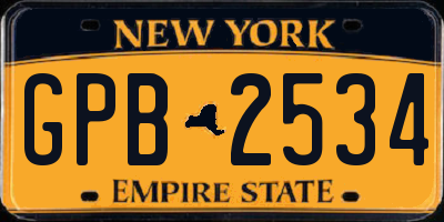 NY license plate GPB2534