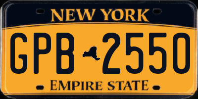 NY license plate GPB2550
