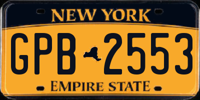 NY license plate GPB2553