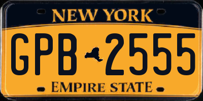 NY license plate GPB2555