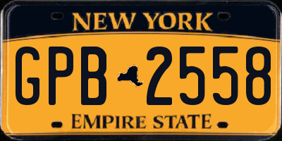 NY license plate GPB2558