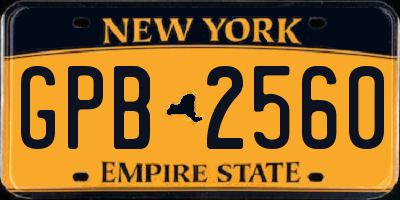 NY license plate GPB2560