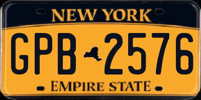 NY license plate GPB2576