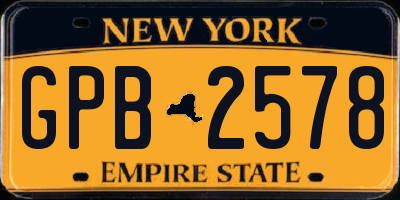 NY license plate GPB2578