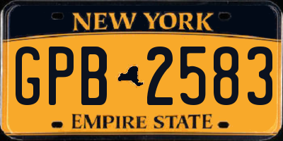 NY license plate GPB2583