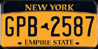 NY license plate GPB2587
