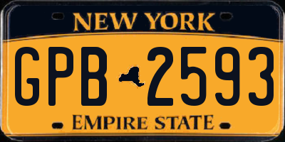 NY license plate GPB2593