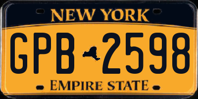 NY license plate GPB2598