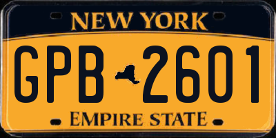 NY license plate GPB2601