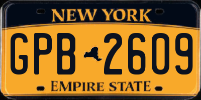 NY license plate GPB2609