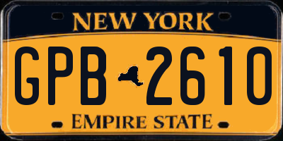 NY license plate GPB2610
