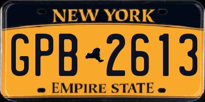 NY license plate GPB2613