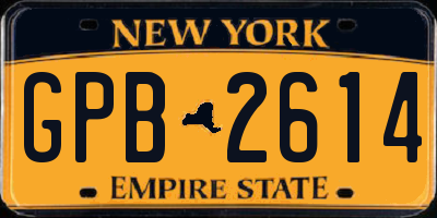 NY license plate GPB2614