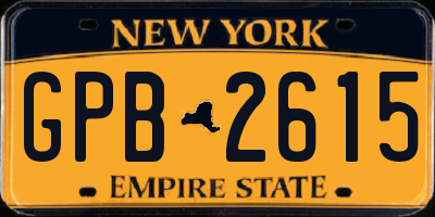 NY license plate GPB2615