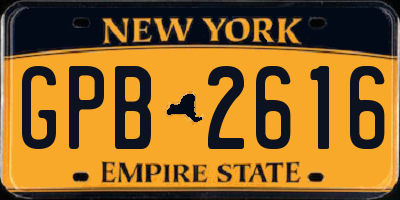 NY license plate GPB2616
