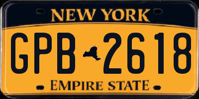 NY license plate GPB2618