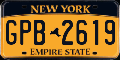 NY license plate GPB2619