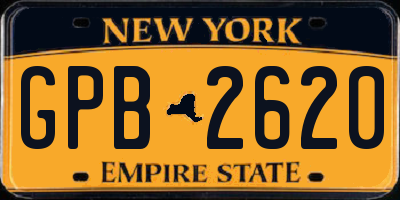 NY license plate GPB2620