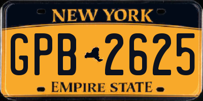 NY license plate GPB2625