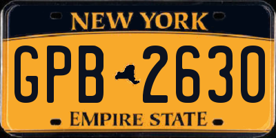 NY license plate GPB2630