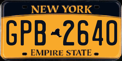NY license plate GPB2640
