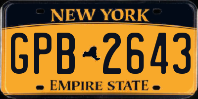 NY license plate GPB2643