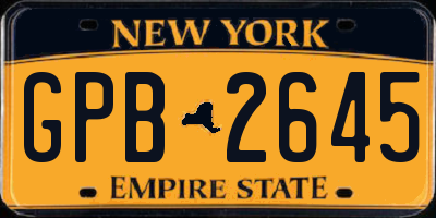 NY license plate GPB2645