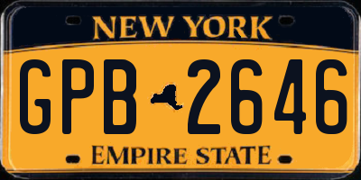 NY license plate GPB2646