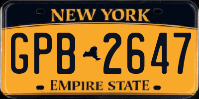 NY license plate GPB2647