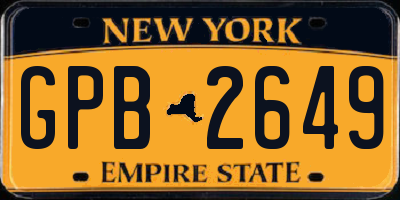 NY license plate GPB2649