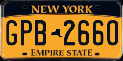 NY license plate GPB2660