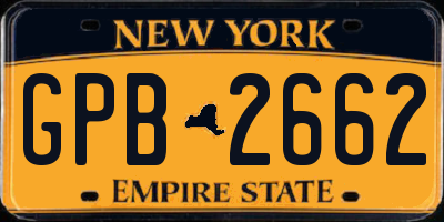 NY license plate GPB2662