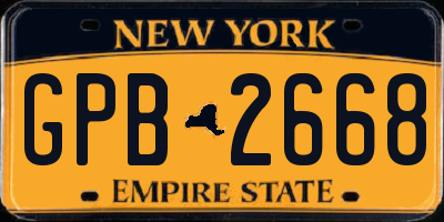 NY license plate GPB2668