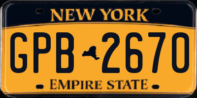 NY license plate GPB2670