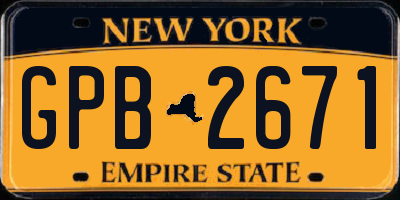 NY license plate GPB2671
