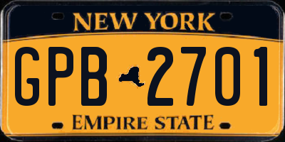 NY license plate GPB2701