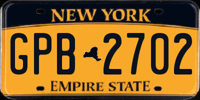 NY license plate GPB2702