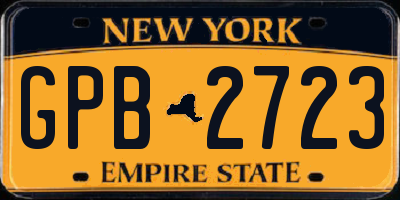 NY license plate GPB2723