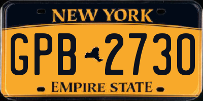 NY license plate GPB2730