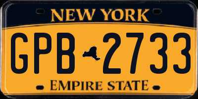 NY license plate GPB2733