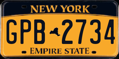 NY license plate GPB2734