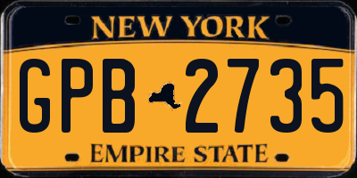 NY license plate GPB2735